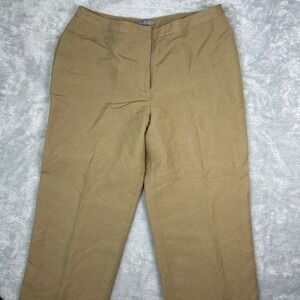 Kate Hill Women's Pants 16Wx29.5" Linen Viscose‎ Tan Slacks Dress Pants Career